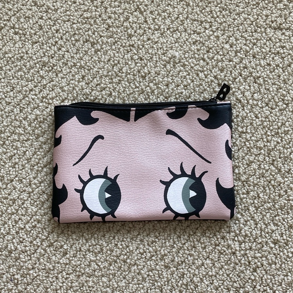 BettyBoop x ipsy Cosmetic Case Character Black Pink Bag 7.5” by 5” Like New